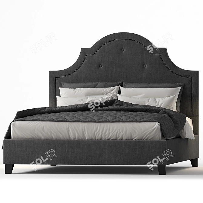 Modern Beige Linen Bed 3D model image 3