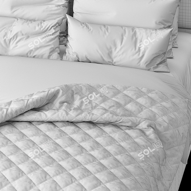 Modern Beige Linen Bed 3D model image 4