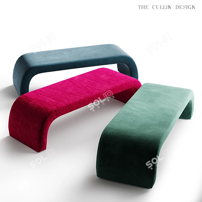 Contemporary Form Bench Seat 3D model image 2