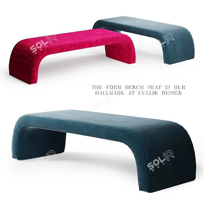 Contemporary Form Bench Seat 3D model image 7