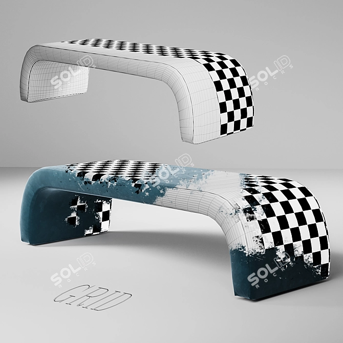 Contemporary Form Bench Seat 3D model image 9