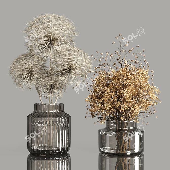 Elegant Dry Plants Bouquet 3D model image 2