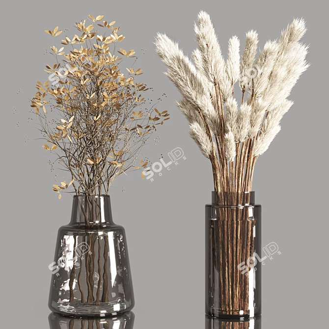 Elegant Dry Plants Bouquet 3D model image 3