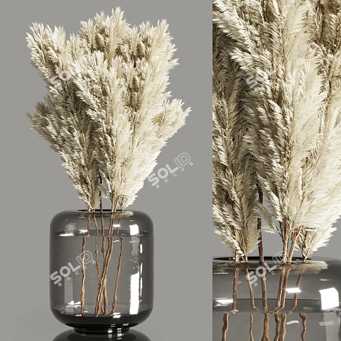 Elegant Dry Plants Bouquet 3D model image 4