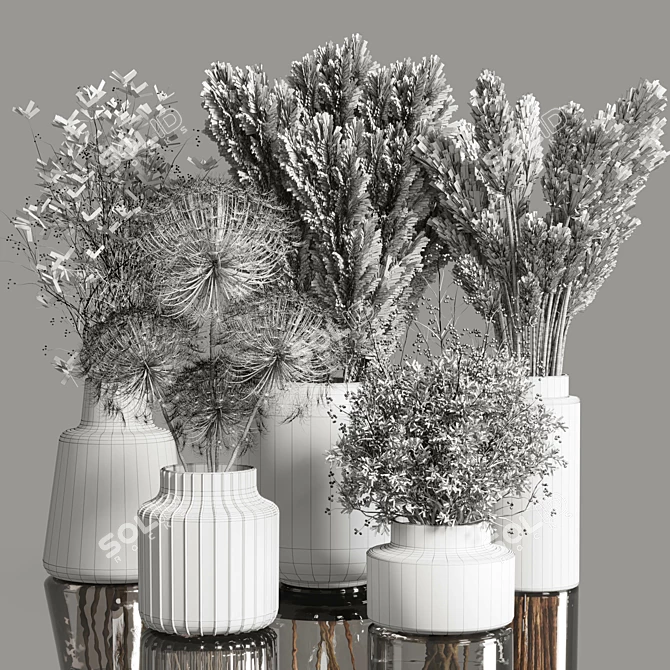 Elegant Dry Plants Bouquet 3D model image 6