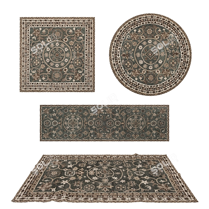 Versatile Rug Set: 8 Stunning Variations 3D model image 1