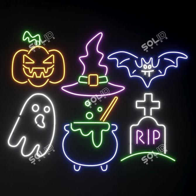 Spooky Neon Halloween Set 3D model image 1