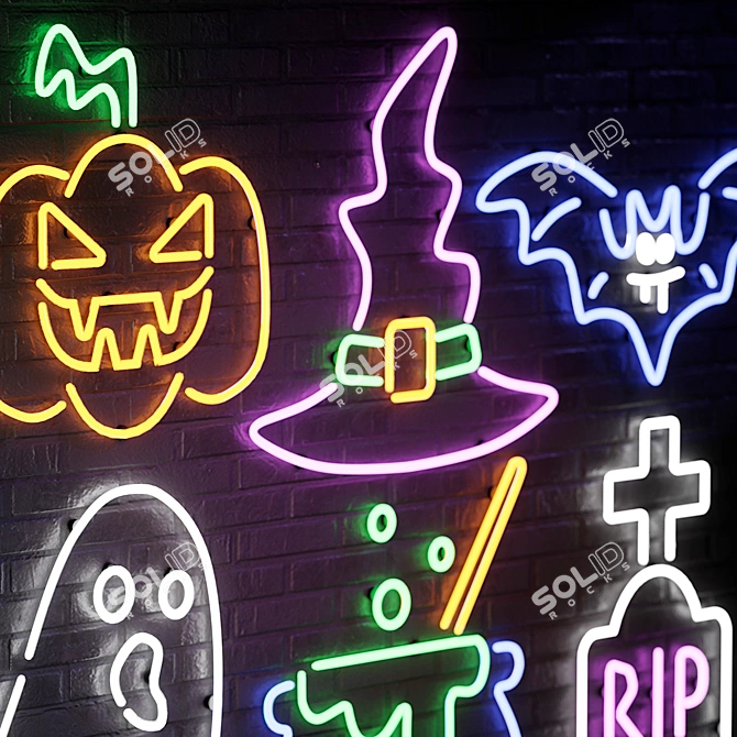 Spooky Neon Halloween Set 3D model image 2