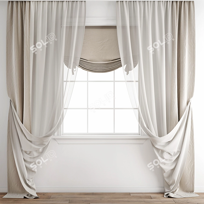 Modern Polygonal Curtain Set 3D model image 1