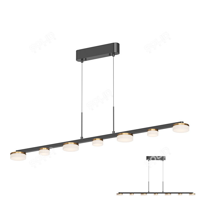 Lampatron LIDVEIG LONG 7: Elegant Brass LED Ceiling Light 3D model image 1
