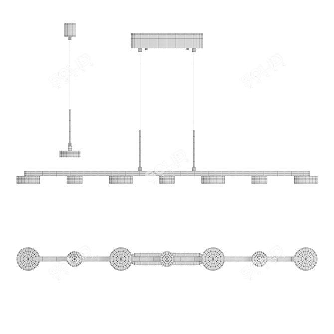 Lampatron LIDVEIG LONG 7: Elegant Brass LED Ceiling Light 3D model image 5