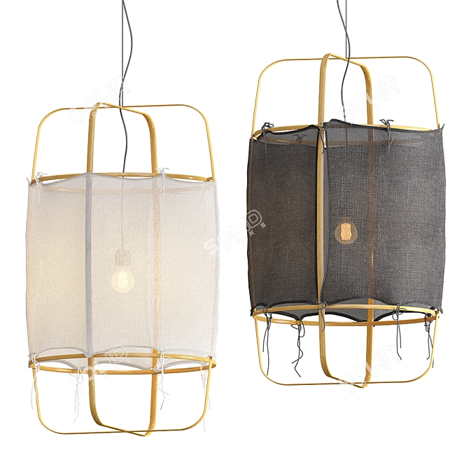 Minimalist Bamboo Pendant Light 3D model image 1
