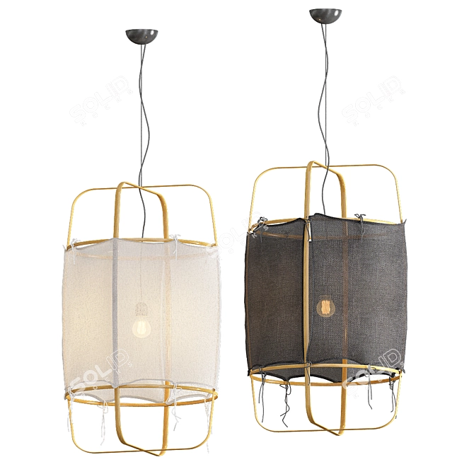 Minimalist Bamboo Pendant Light 3D model image 2