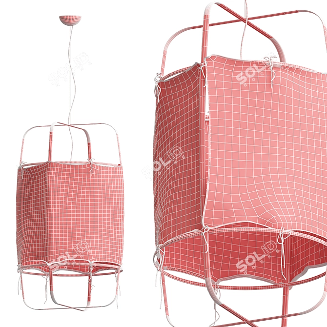 Minimalist Bamboo Pendant Light 3D model image 3