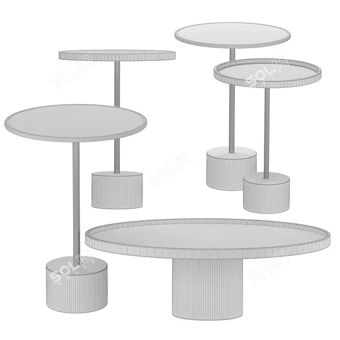 Marble Sphere Side Table Pair 3D model image 4