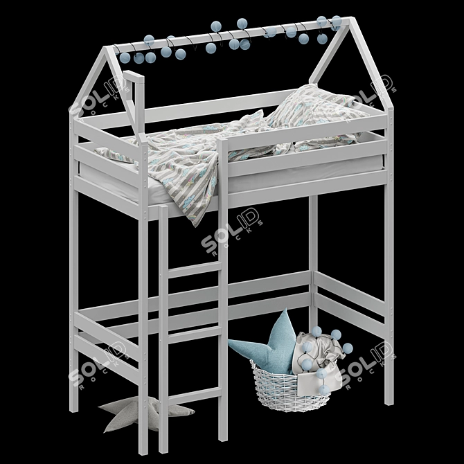 2-Story Baby Cot with Ladder & Play Area 3D model image 1