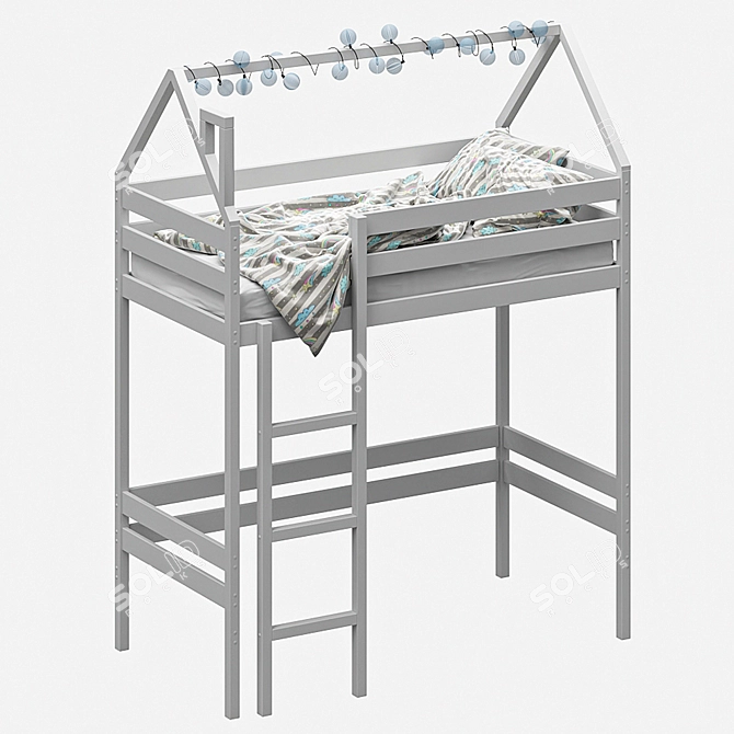 2-Story Baby Cot with Ladder & Play Area 3D model image 7