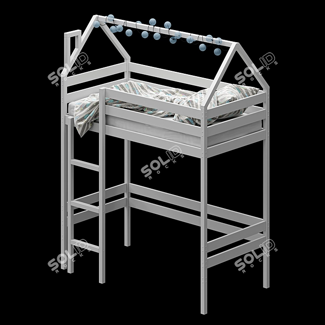 2-Story Baby Cot with Ladder & Play Area 3D model image 9