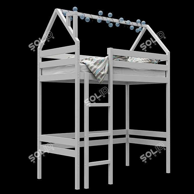 2-Story Baby Cot with Ladder & Play Area 3D model image 11