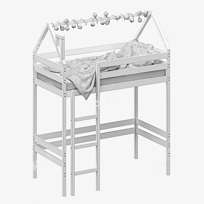 2-Story Baby Cot with Ladder & Play Area 3D model image 12