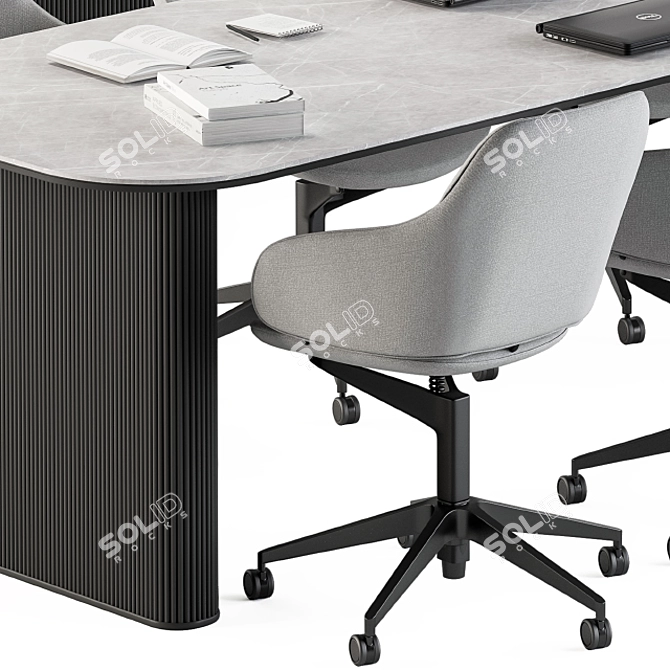 Sleek Black & Gray Meeting Table 3D model image 5