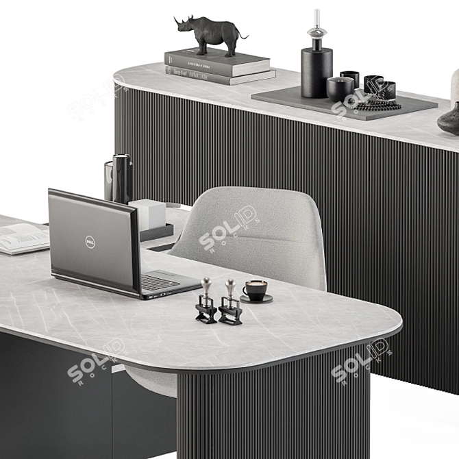 Executive Desk - Modern Black and Gray Office Furniture 3D model image 3