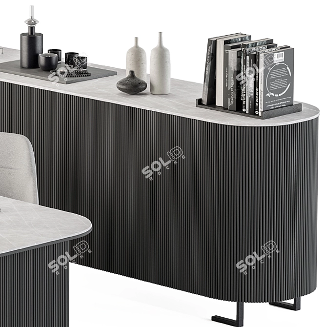 Executive Desk - Modern Black and Gray Office Furniture 3D model image 4