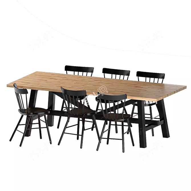 Rustic Dining Set SKOGSTA/NORRARYD 3D model image 1