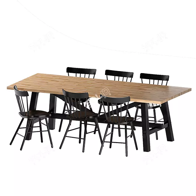 Rustic Dining Set SKOGSTA/NORRARYD 3D model image 7