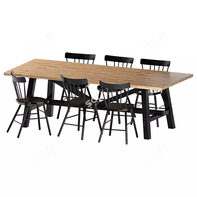 Rustic Dining Set SKOGSTA/NORRARYD 3D model image 10