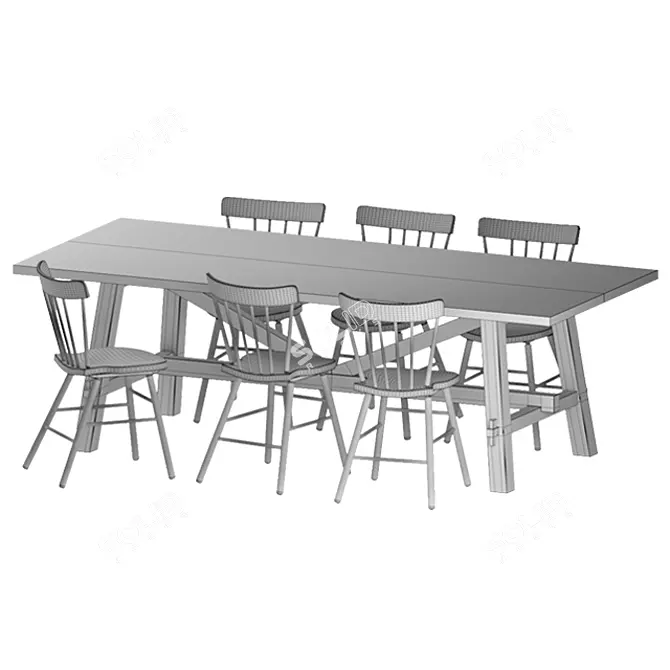Rustic Dining Set SKOGSTA/NORRARYD 3D model image 13