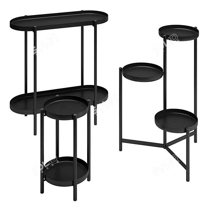 IKEA Olivblad Pedestal - Indoor/Outdoor Flower Stand - Black 3D model image 1