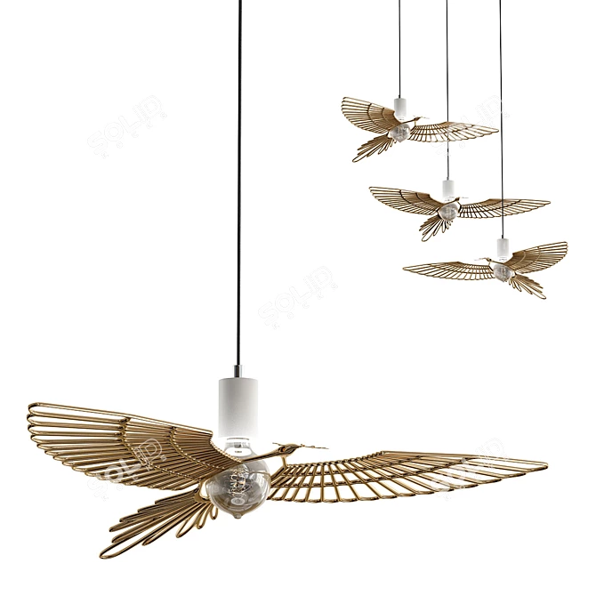 Elegant Pigeon Bird Suspension 3D model image 1