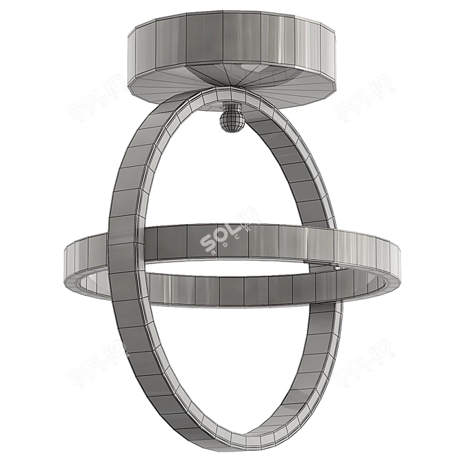 Modern LED Metal Ring Ceiling Light 3D model image 2