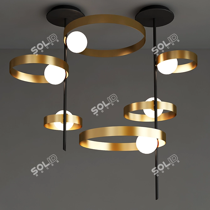 Breathtaking Metal Pendant Lamp 3D model image 2