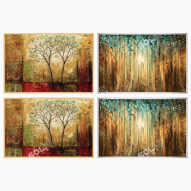 Artistic Framed Paintings Set 3D model image 3