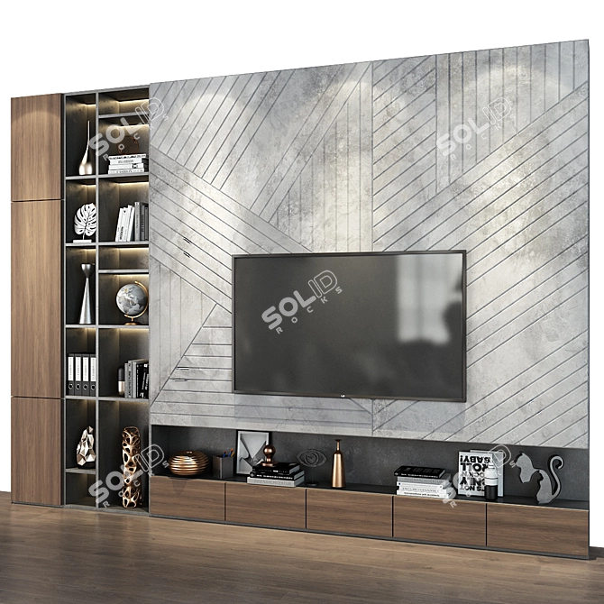 Sleek TV Wall | set 173 3D model image 1