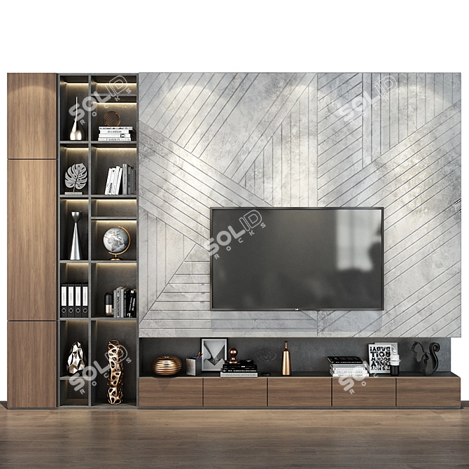 Sleek TV Wall | set 173 3D model image 2