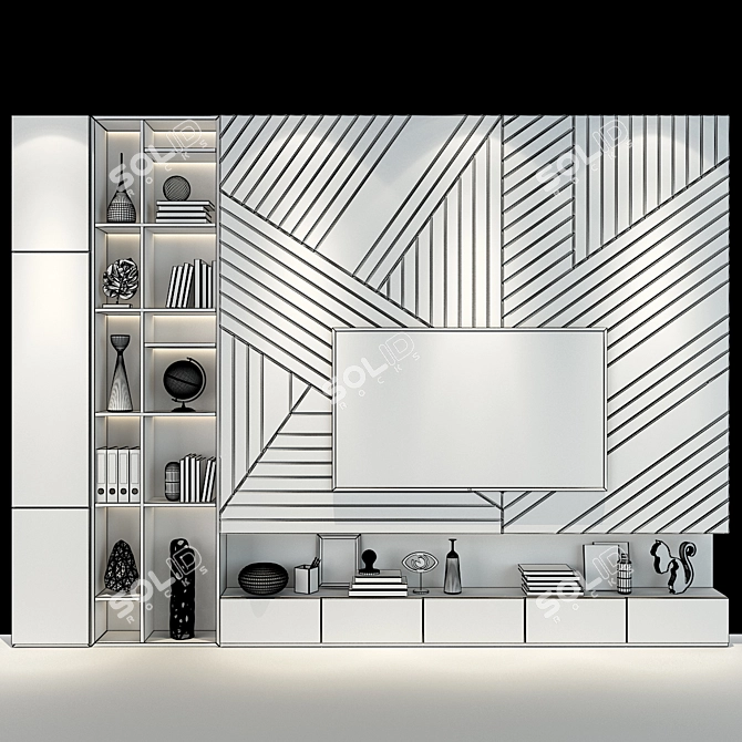 Sleek TV Wall | set 173 3D model image 3