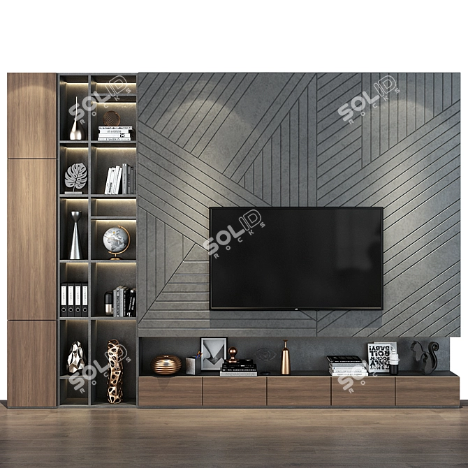 Sleek TV Wall | set 173 3D model image 4