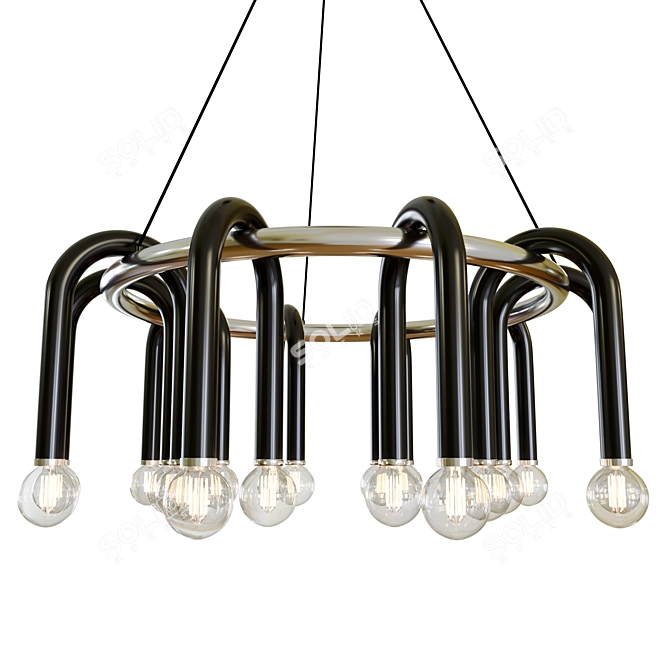 Sleek Chrome Floppy Chandelier 3D model image 1