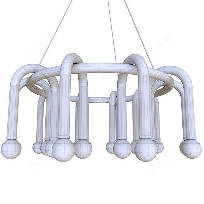 Sleek Chrome Floppy Chandelier 3D model image 2