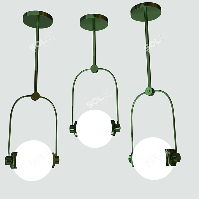 Elegant Dark Green Ceiling Lamp 3D model image 1
