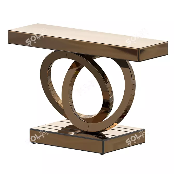 Gilded Intertwined Rings Console 3D model image 1