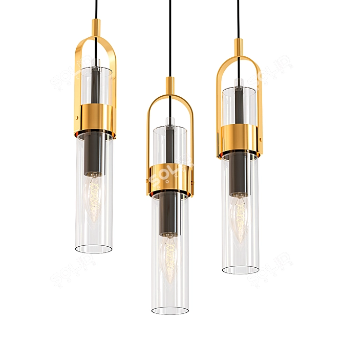 Elegant Tube Pendant Light 3D model image 1