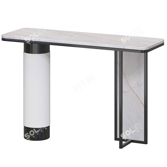 Sleek Stone Top White Gold Console 3D model image 1