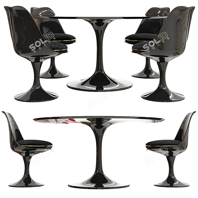 Elegant Saarinen Tulip Table Set 3D model image 2