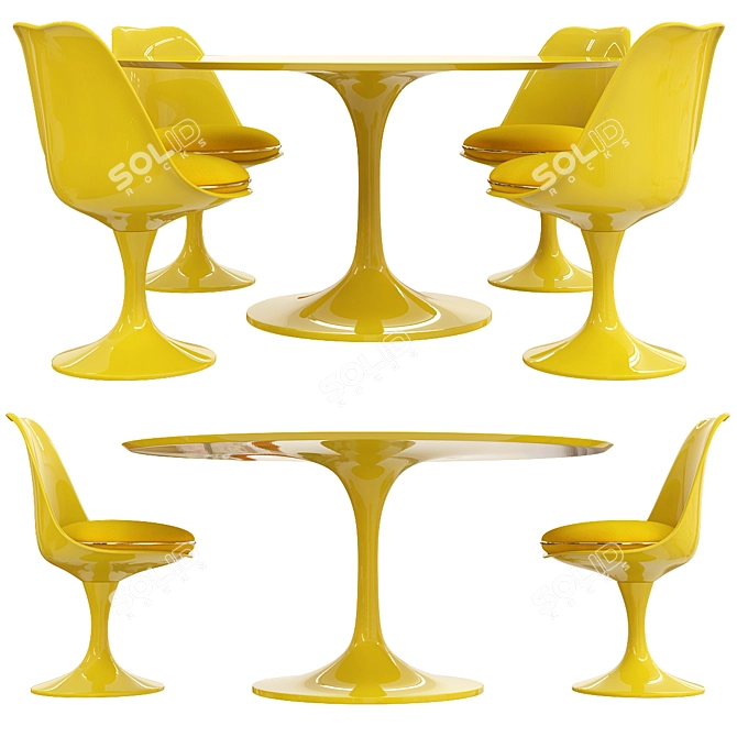 Elegant Saarinen Tulip Table Set 3D model image 3
