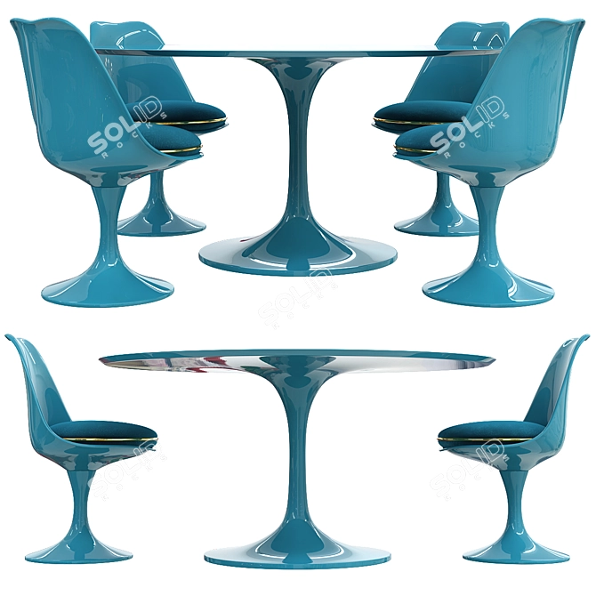 Elegant Saarinen Tulip Table Set 3D model image 5