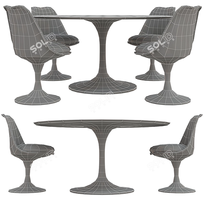 Elegant Saarinen Tulip Table Set 3D model image 6
